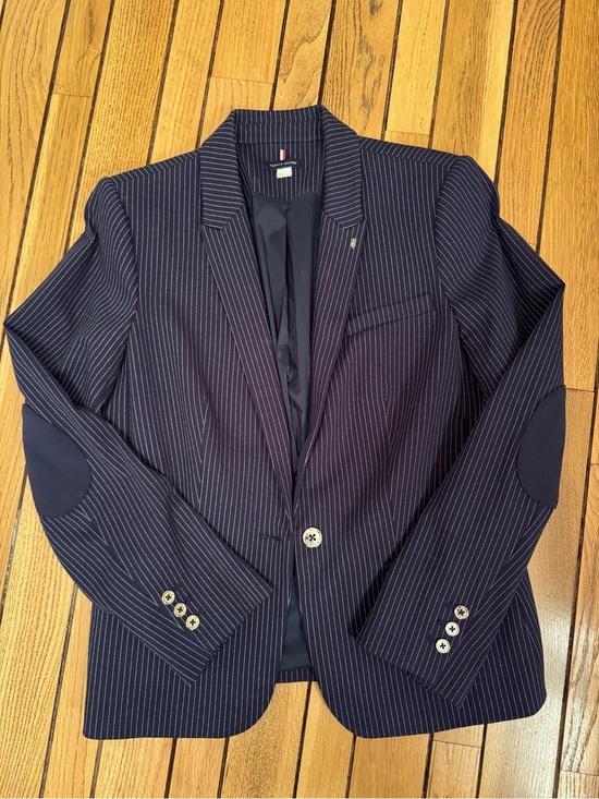 Tommy Hilfiger Jackets & Blazers - Tommy Hilfiger Navy Pinstripe Blazer with Elbow Patches